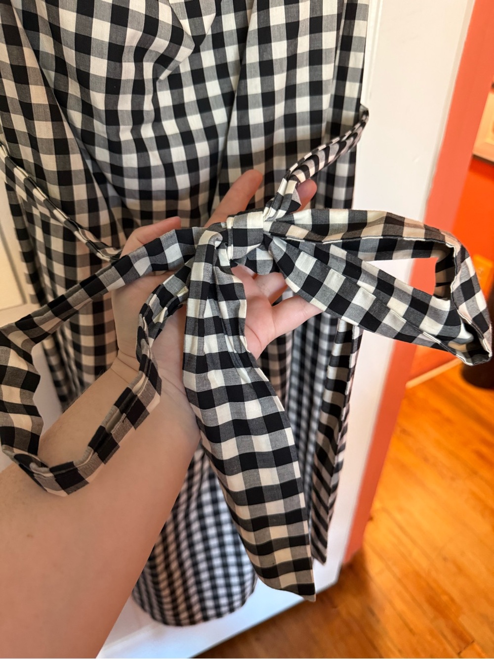 Who What Wear Black and White Gingham Midi Dress - Picture 3 of 4